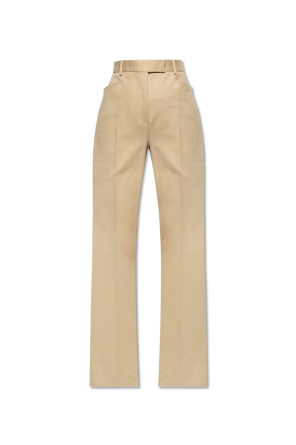 パンツ Bottega Veneta Melange Beige Viscosa Blend Pant Wool and cotton-blend wide-leg pants in brown - Bottega